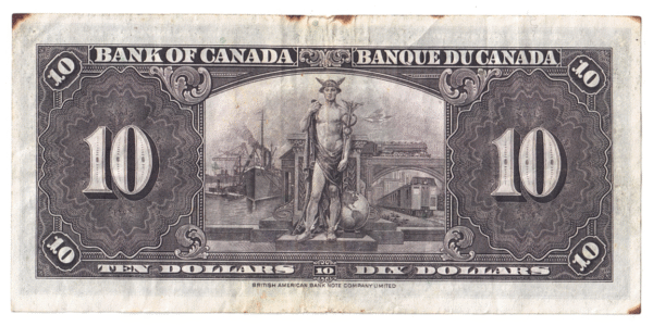 1937 10 Dollars The Bank of Canada D/T Prefix D/T5921807