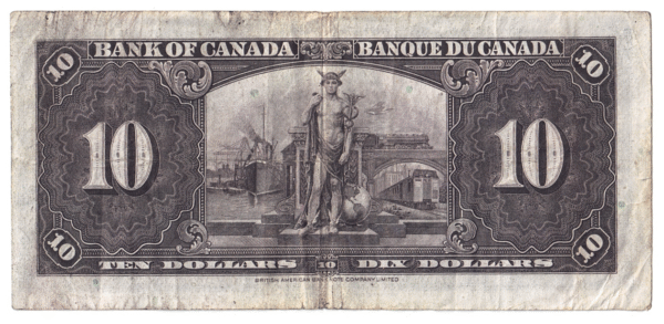 1937 10 Dollars The Bank of Canada J/T Prefix