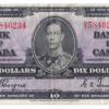 1937 10 Dollars Bank of Canada B/T Prefix