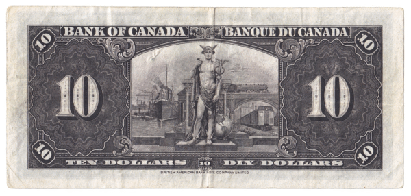 1937 10 Dollars Bank of Canada B/T Prefix