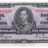 1937 10 Dollars The Bank of Canada C/T Prefix