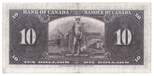 1937 10 Dollars The Bank of Canada C/T Prefix