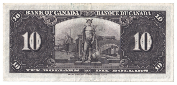1937 10 Dollars The Bank of Canada C/T Prefix