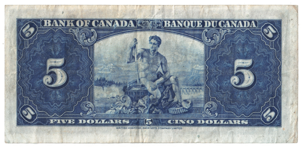 1937 5 Dollars The Bank of Canada C/S Prefix