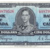 1937 5 Dollars The Bank of Canada C/S Prefix