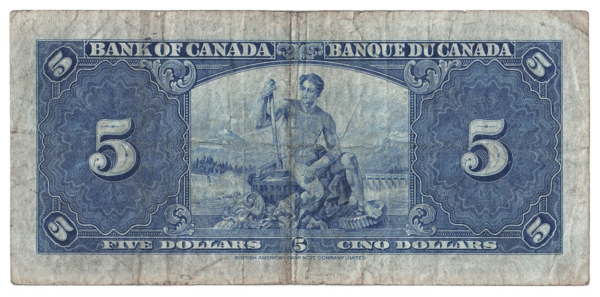 1937 5 Dollars Bank of Canada Z/C Prefix