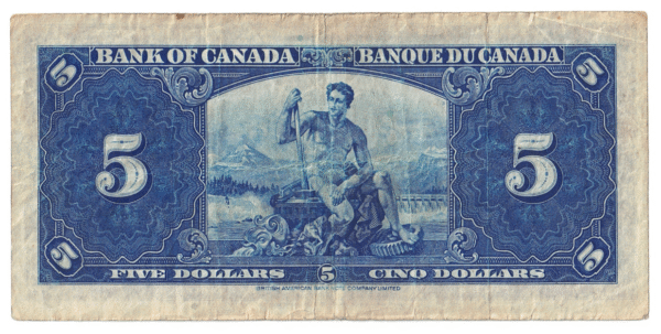 1937 5 Dollars The Bank of Canada L/C Prefix