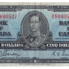 1937 5 Dollars The Bank of Canada O/C Prefix