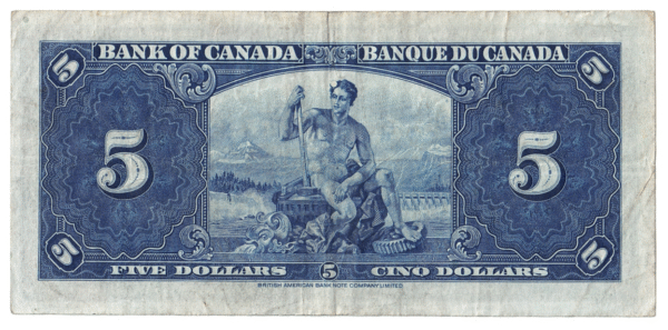 1937 5 Dollars The Bank of Canada O/C Prefix