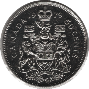 1979 Canada 50 Cents Coin Round Bust (KM# 75.1 KM# 75.3 Schn# 65)