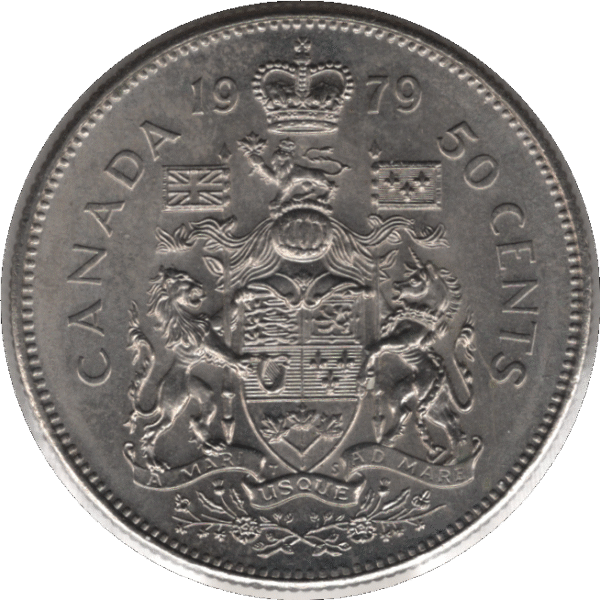 1979 Canada 50 Cents Coin Rounded Bust (KM# 75.1 KM# 75.3 Schn# 65)