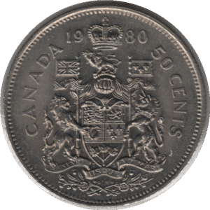 1980 Canada 50 Cents Coin (KM# 75.1 KM# 75.3 Schn# 65)