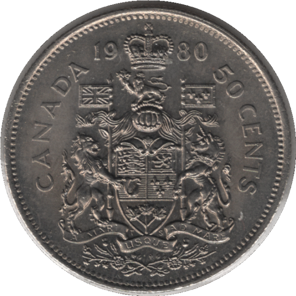 1980 Canada 50 Cents Coin (KM# 75.1 KM# 75.3 Schn# 65)