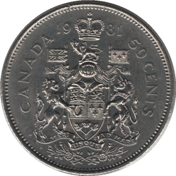 1981 Canada 50 Cents Coin (KM# 75.1 KM# 75.3 Schn# 65)