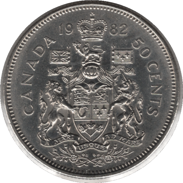 1982 Canada 50 Cents Coin Large Beads (KM# 75.1 KM# 75.3 Schn# 65)