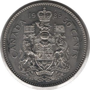1986 Canada 50 Cents Coin (KM# 75.1 KM# 75.3 Schn# 65)