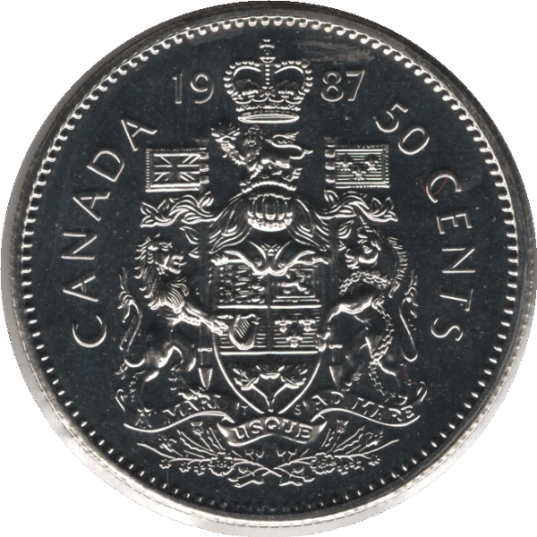 1987 Canada 50 Cents Coin (KM# 75.1 KM# 75.3 Schn# 65)