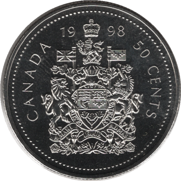 1998W Canada 50 Cents Coin (KM# 290 Schn# 280 Ch# RC-248 Ch# RC-247 Ch# RC-249a Ch# RC-250a)