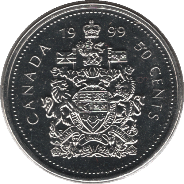 1999 Canada 50 Cents Coin (KM# 290 Schn# 280 Ch# RC-248 Ch# RC-247 Ch# RC-249a Ch# RC-250a)