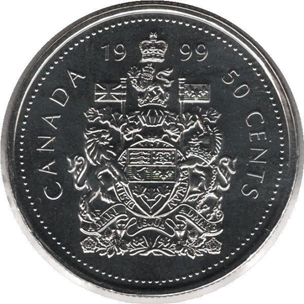 1999 Canada 50 Cents Coin (KM# 290 Schn# 280 Ch# RC-248 Ch# RC-247 Ch# RC-249a Ch# RC-250a)