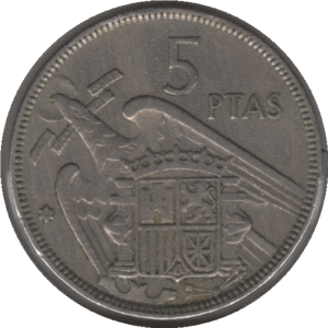 1957 (64) Spain 5 Pesetas Coin (KM# 786 Schn# 34)