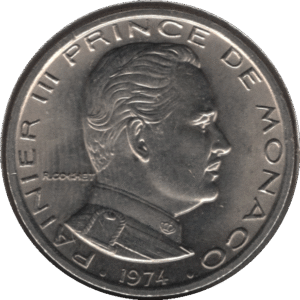 1974 Monaco 1 Franc Coin (KM# 140 Gad 1789# MC150)