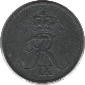 1963 Denmark 5 Øre Coin (KM# 843 Schn# 57)