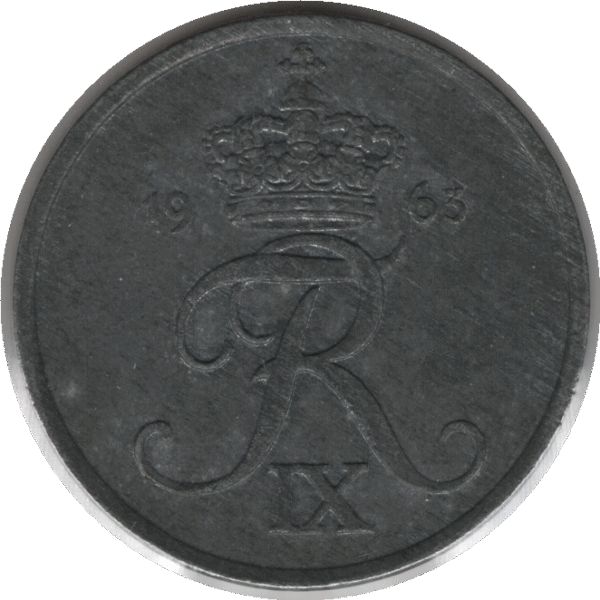 1963 Denmark 5 Øre Coin (KM# 843 Schn# 57)
