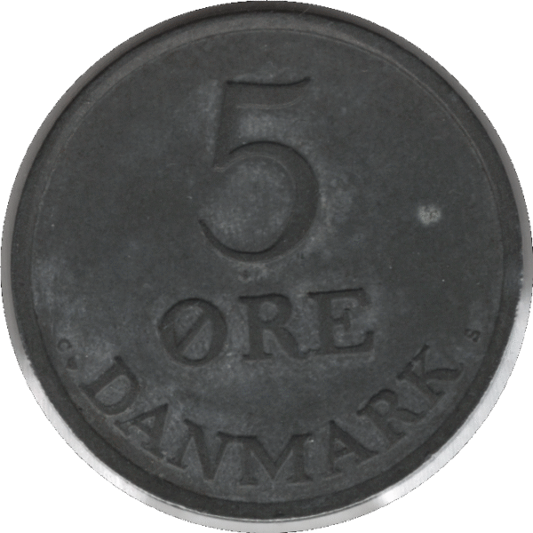 1963 Denmark 5 Øre Coin (KM# 843 Schn# 57)