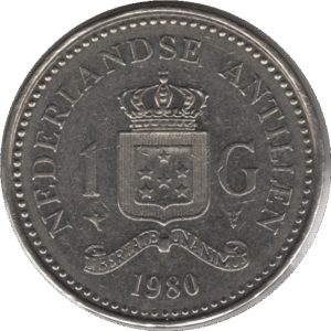 1980 Netherlands Antilles 1 Gulden Coin Beatrix Type (KM# 24 Schn# 65 CNO# 66.2)