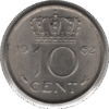 1962 Netherlands 10 Cents Coin (KM# 182 Schn# 66)