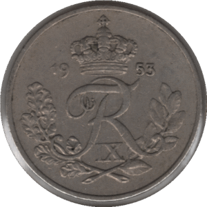1953 Denmark 25 Øre Coin (KM# 842 Schn# 59)