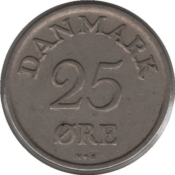 1953 Denmark 25 Øre Coin (KM# 842 Schn# 59)