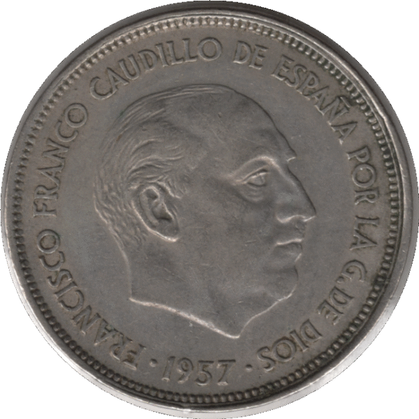 '1957 (66) Spain 25 Pesetas Coin Full ''PLUS ULTRA'' (KM# 787 Schn# 35)'