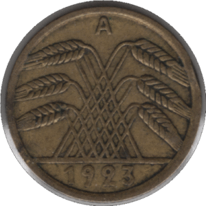 1923A Germany 5 Rentenpfennig Coin (KM# 32 AKS# 48 J# 308 Schn# 31)