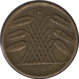 1925D Germany 10 Pfennigs Coin Rim Cuds Above Mint Mark (KM# 40 AKS# 45 J# 317 Schn# 40)