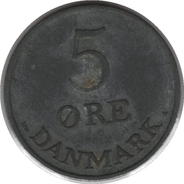 1953 Denmark 5 Øre Coin (KM# 843 Schn# 57)