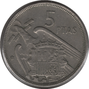 1957 (60) Spain 5 Pesetas Coin (KM# 786 Schn# 34)