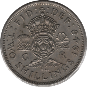 1949 United Kingdom 2 Shillings Coin (KM# 878 Sp# 4107)