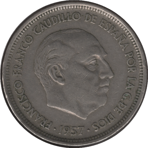 1957 (58) Spain 50 Pesetas Coin (KM# 788 Schn# 36)