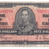 1937 2 Dollars The Bank of Canada E/R Prefix