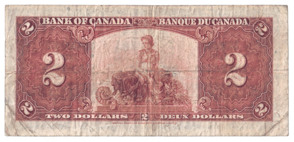 1937 2 Dollars The Bank of Canada E/R Prefix