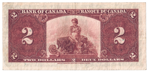 1937 2 Dollars The Bank of Canada H/B Prefix