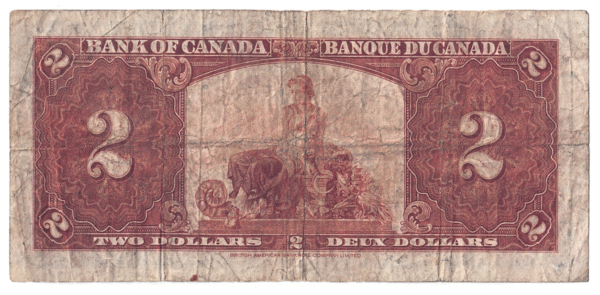 1937 2 Dollars Bank of Canada D/R Prefix