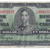 1937 1 Dollar The Bank of Canada A/N Prefix
