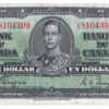 1937 1 Dollar The Bank of Canada J/N Prefix