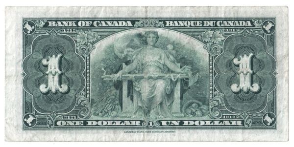1937 1 Dollar The Bank of Canada J/N Prefix