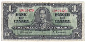 1937 1 Dollar The Bank of Canada K/N Prefix