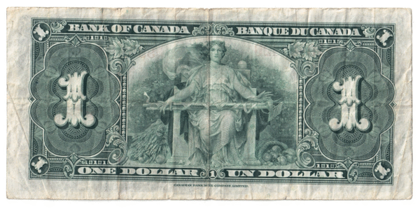 1937 1 Dollar The Bank of Canada K/N Prefix
