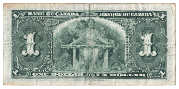 1937 1 Dollar The Bank of Canada W/N Prefix (RARE PREFIX)